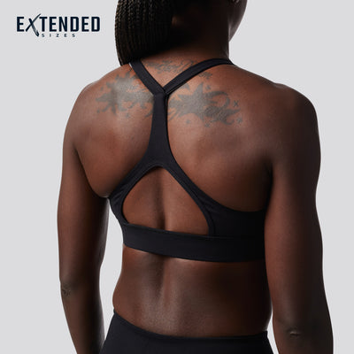 Black V-Cut Sports Bra, Extended Body Sports Bra