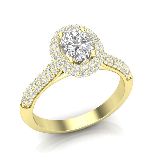 A pave-style, yellow gold unique engagement ring from Aurosi Jewels