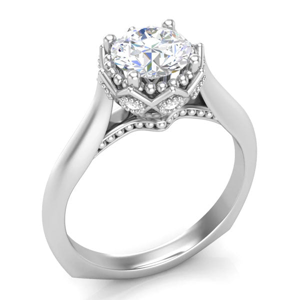 A solitaire-style, white gold unique engagement ring from Aurosi Jewels