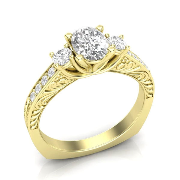 A 3-stone, yellow gold unique engagement ring from Aurosi Jewels