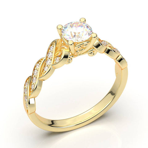 gold twisted half diamond ring