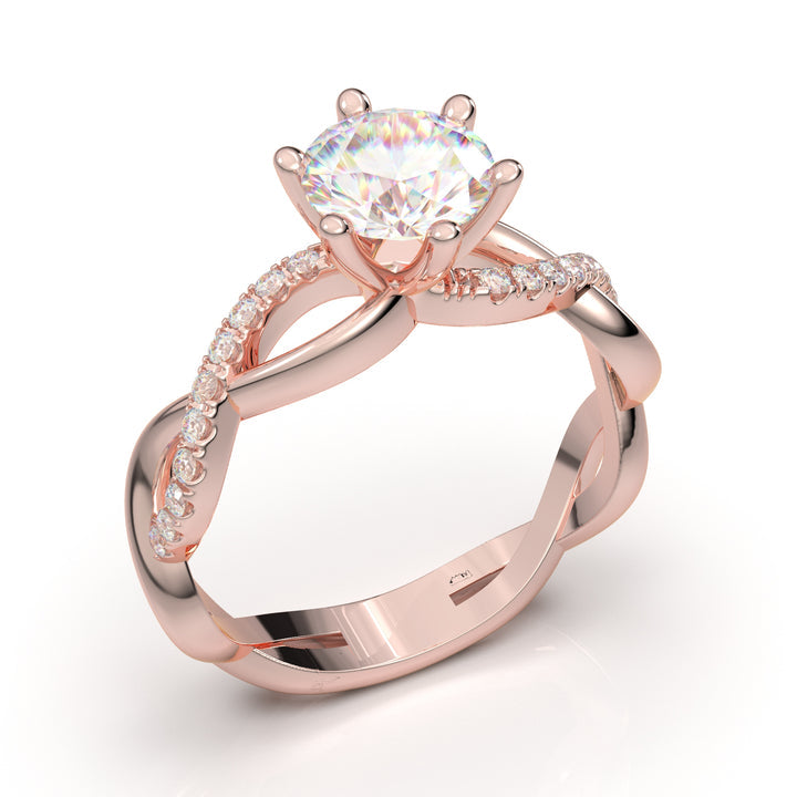 twisted half diamond engagement ring