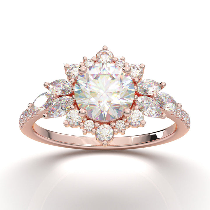 halo sunburst engagement ring