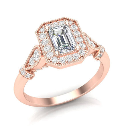 Rose Gold Emerald Cut Engagement Ring