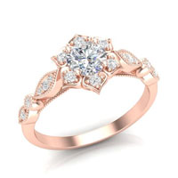Rose gold, floral engagement ring