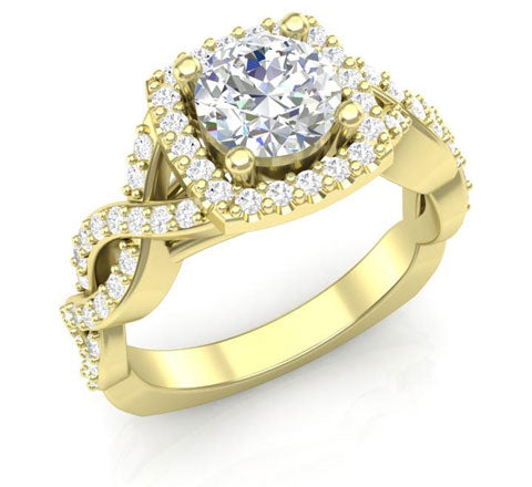 twisted cushion engagement ring