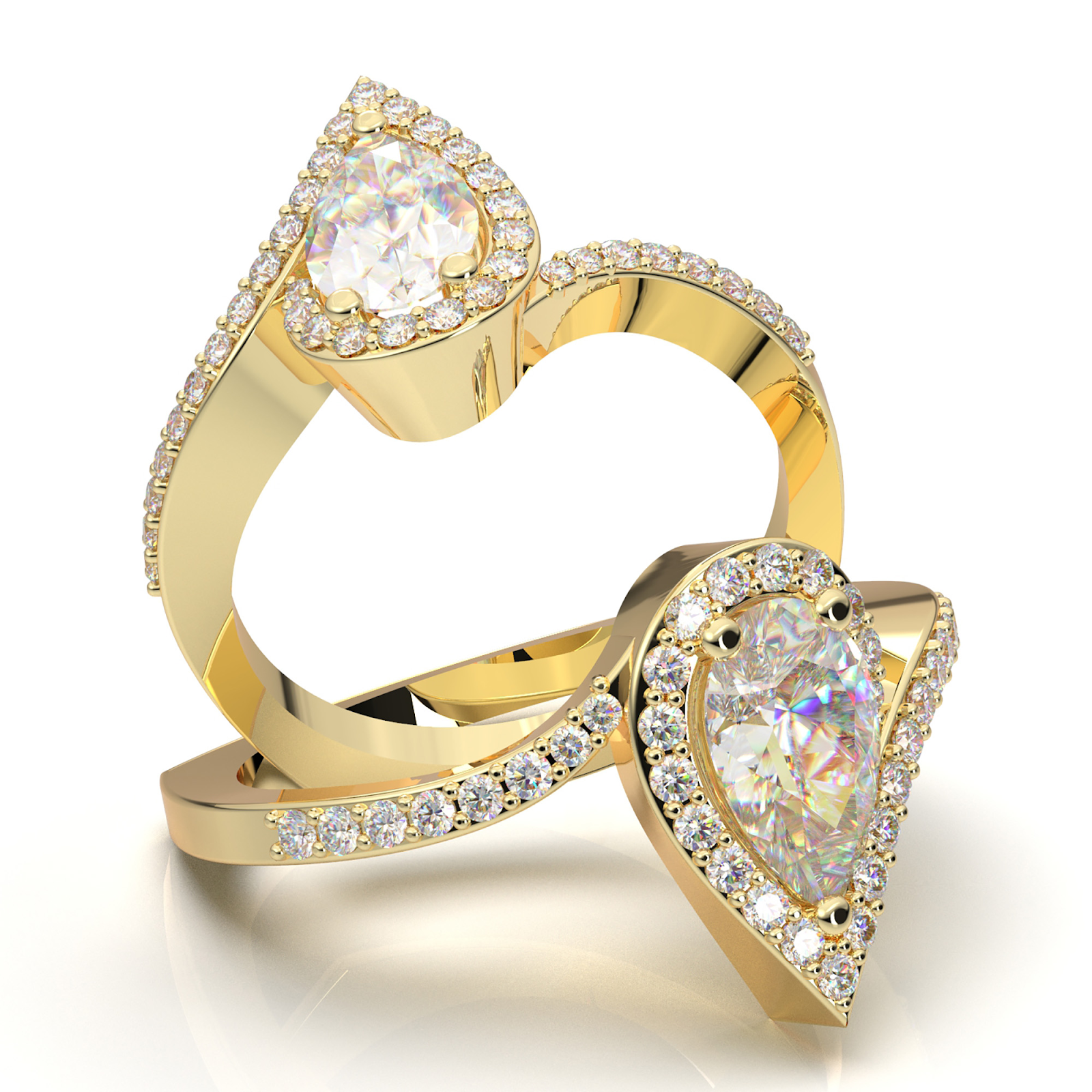 unique pear-shaped halo cut engagement ring