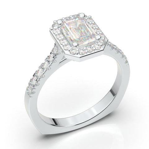 White Gold Emerald Cut Ring