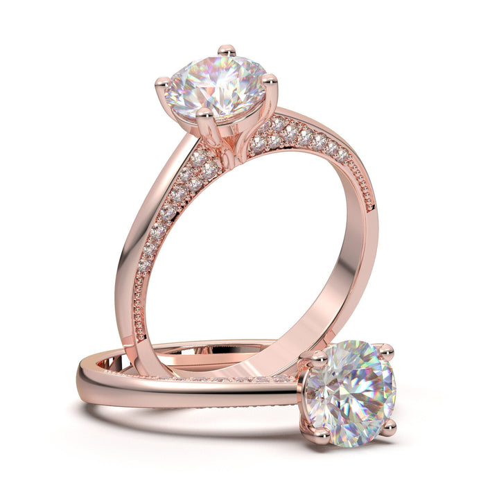 Cluster Engagement Ring, 14K Rose Gold Ring, Moissanite Ring For Women, Minimalist Ring For Her, Diamond Wedding Ring, Promise Bridal Ring