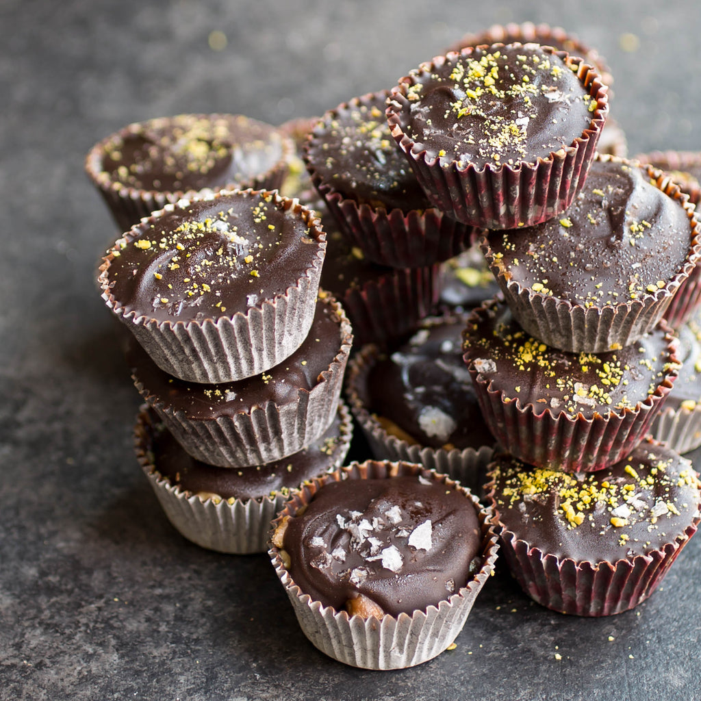 nutty chocolate and caramel cups