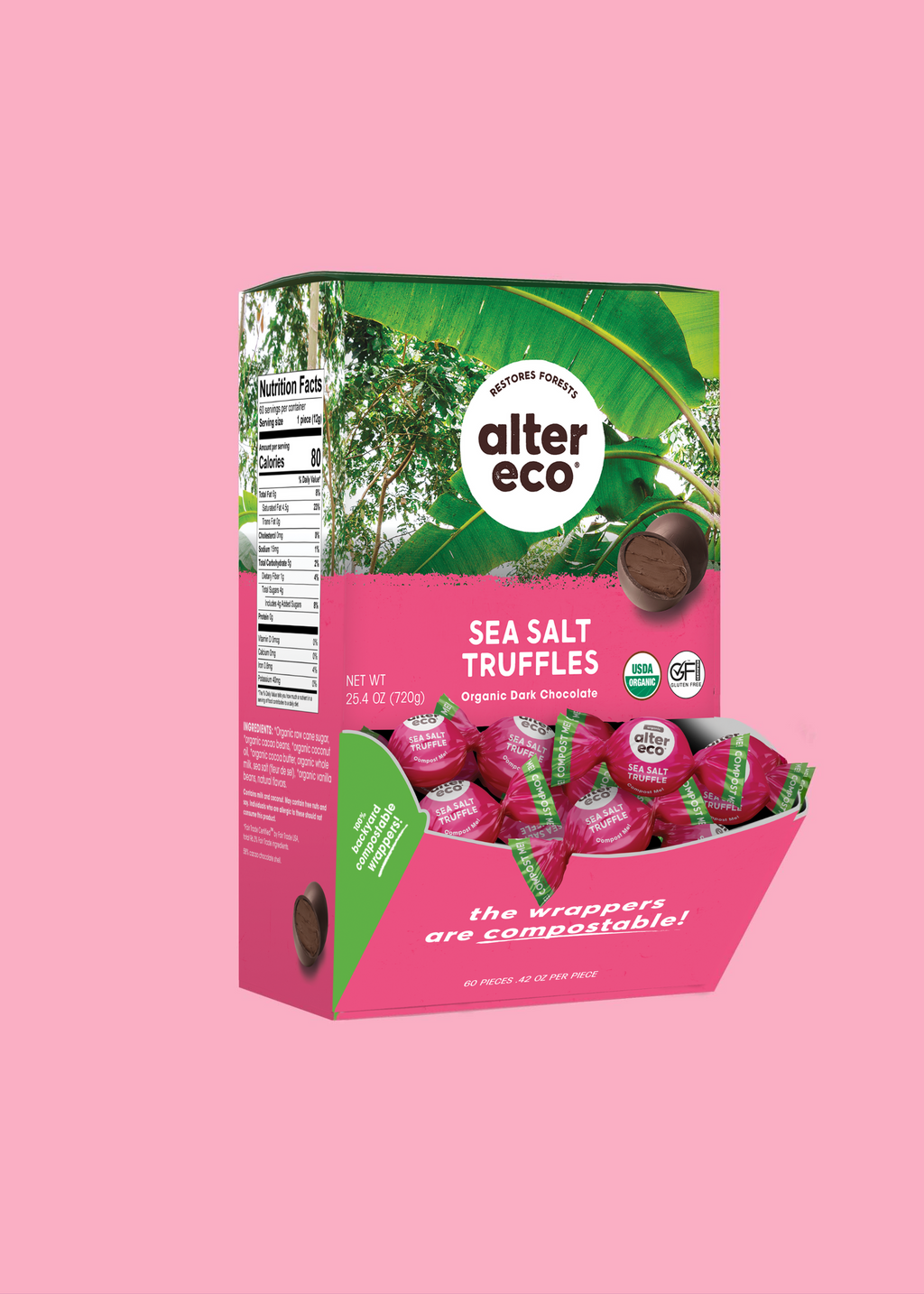 Dark Chocolate & Sea Salt Truffles | 60-Piece Box | Alter Eco