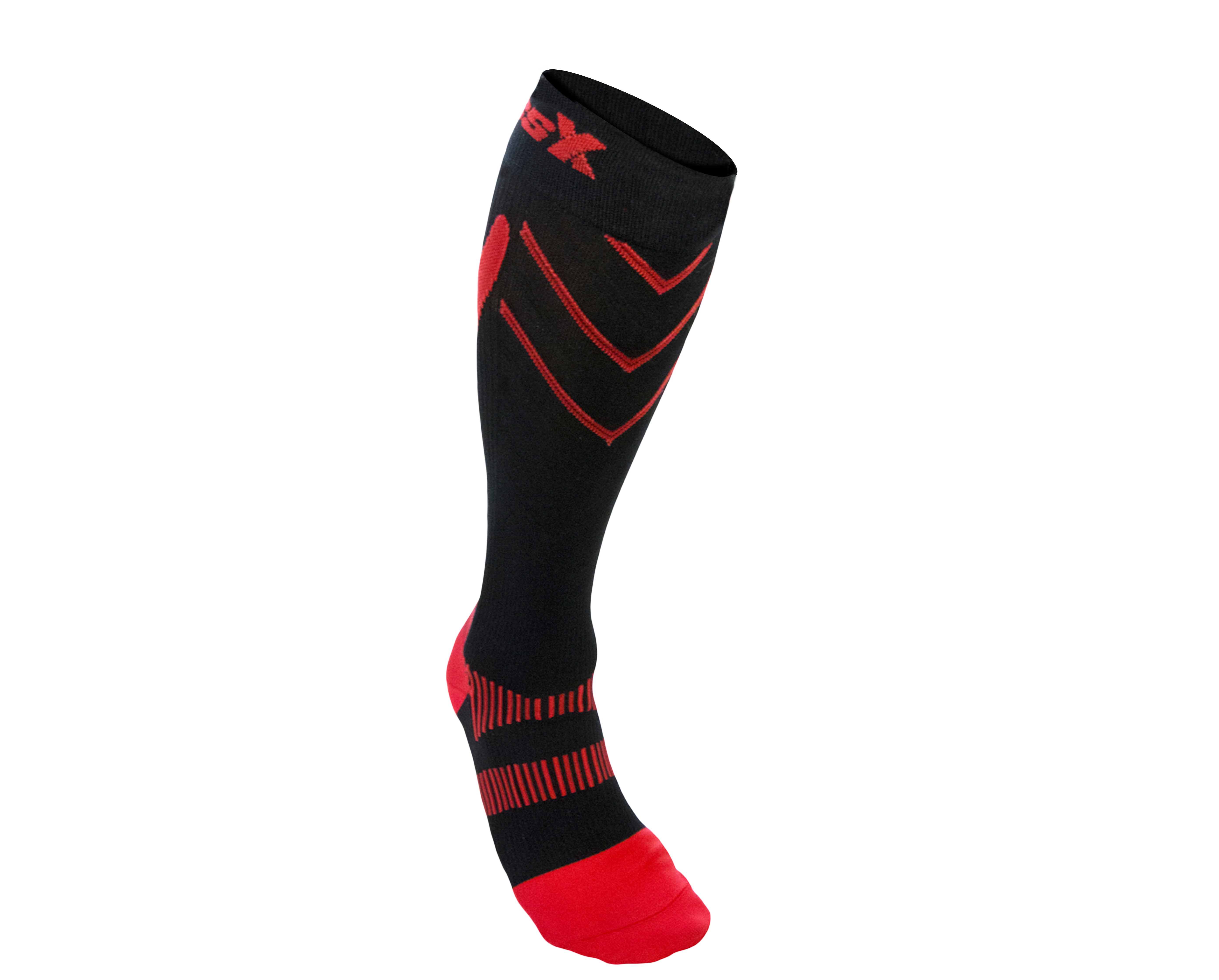 Red on Black CSX Compression Sock