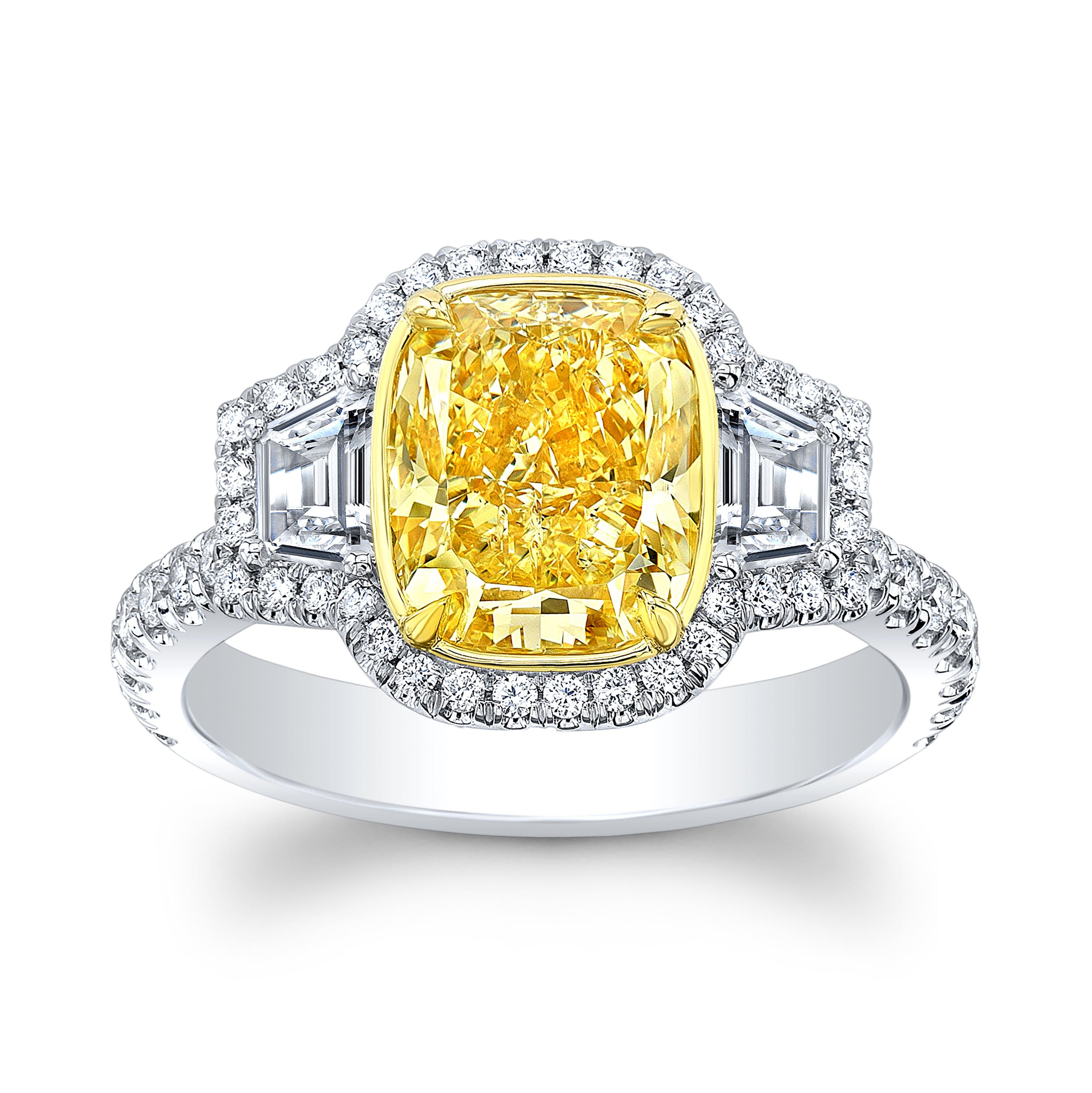 2.67 ct. Cushion Fancy Yellow, VS2 Diamond Ring