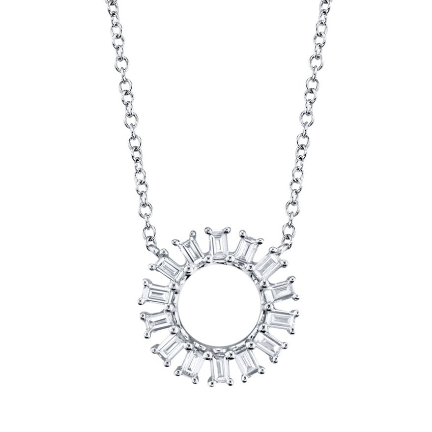 Diamond Circle Baguette Necklace