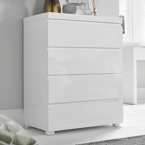puro white high gloss 4 chest of drawers
