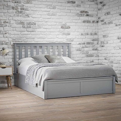 grey oxford ottoman wooden bed frame