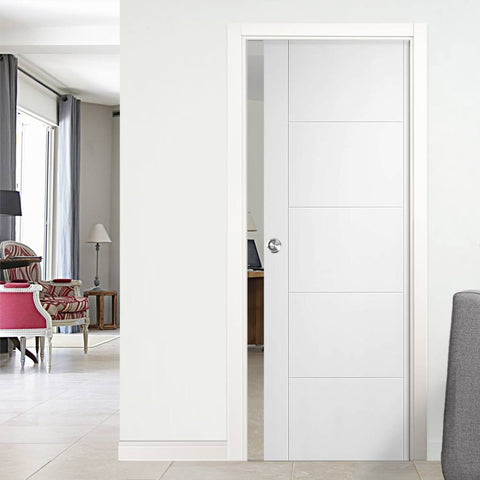 contemporary white pocket door