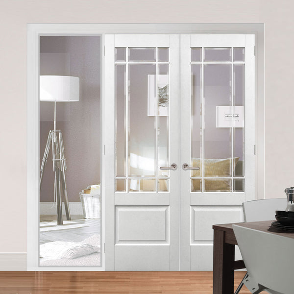 ThruEasi White Room Divider - Eindhoven 1 Pane Primed Clear Glass Door