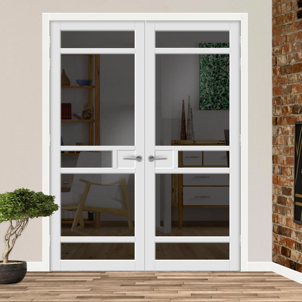 Handmade Eco-Urban Sheffield 5 Pane Door Pair DD6312 - Tinted Glass