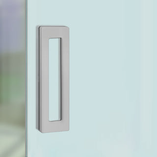 Image: Flush Pull Handles 110x60mm Aluminium Coloured - Surface Fix For Full Pane Glass Doors