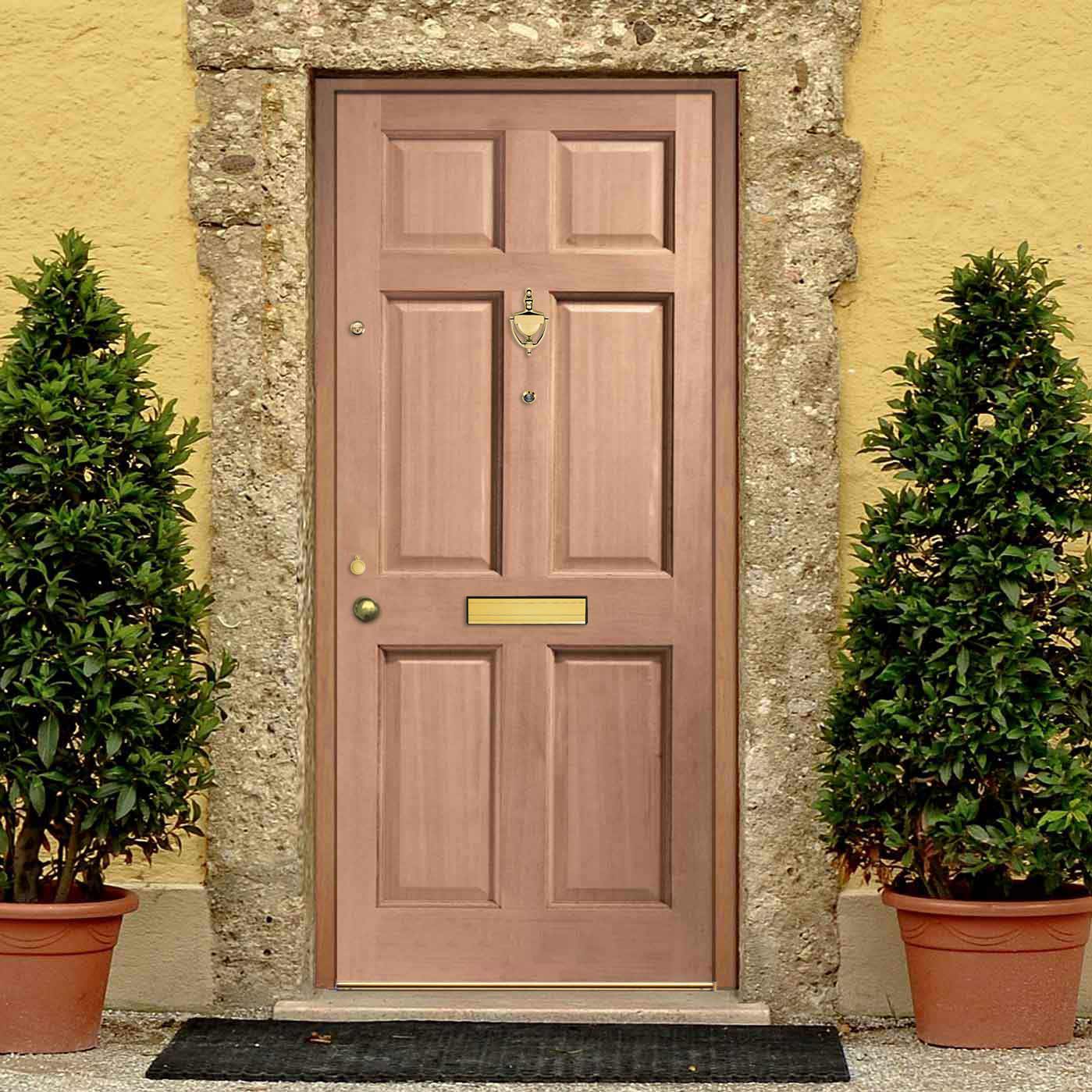 Colonial Exterior 6 Panel Mahogany Wooden Door