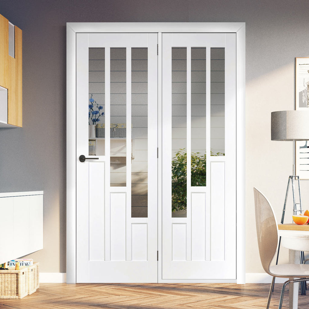 ThruEasi Room Divider - Coventry Clear Glass White Primed Door with Si
