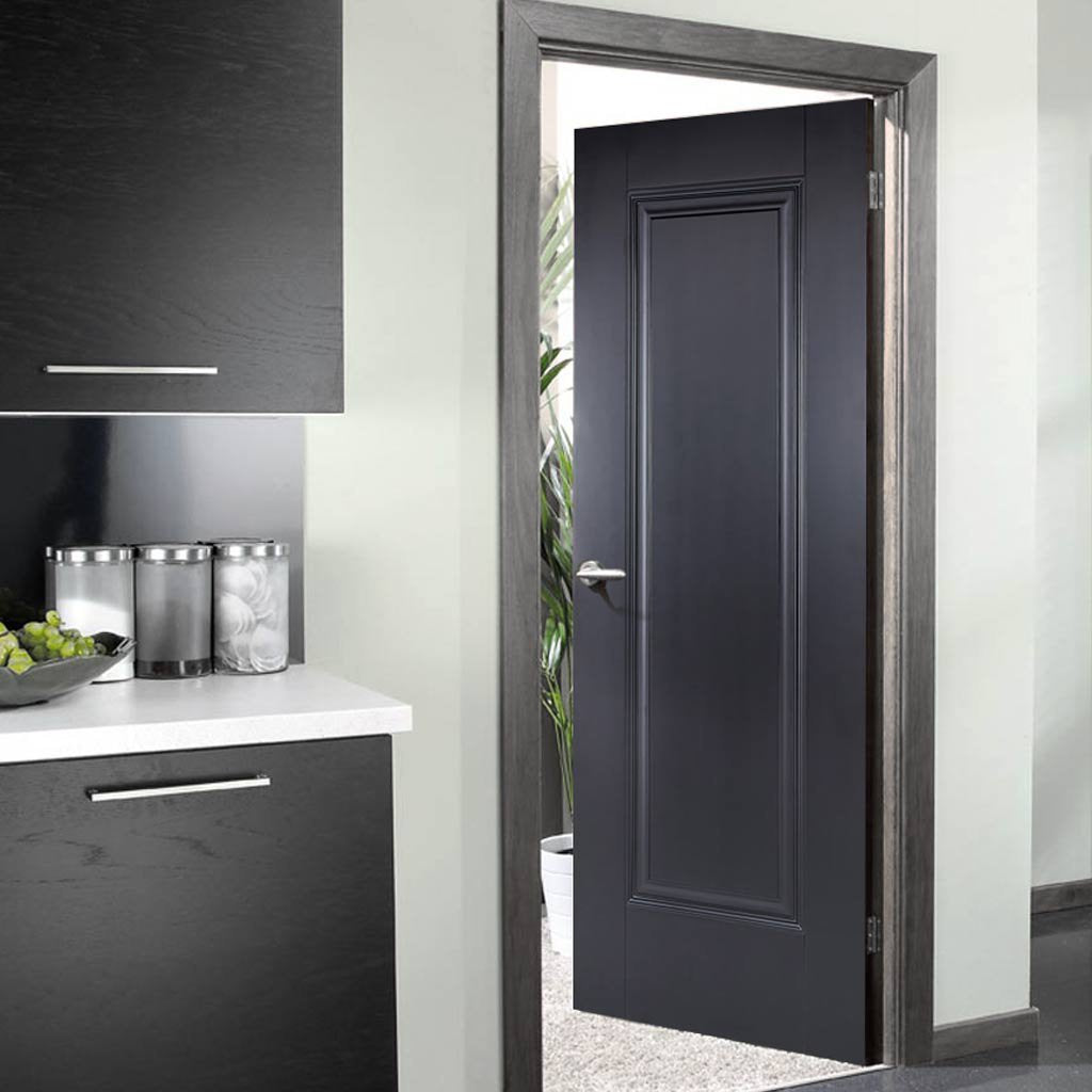 Eindhoven 1 Panel Black Primed Fire Door 1 2 Hour Fire Rated