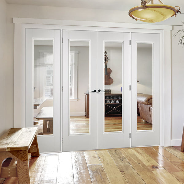ThruEasi Room Divider - Eindhoven 1 Pane White Primed Clear Glass Door