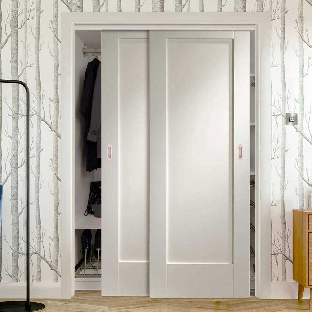 Two Sliding Wardrobe Doors Frame Kit Pattern 10 Style 1p Door White Primed