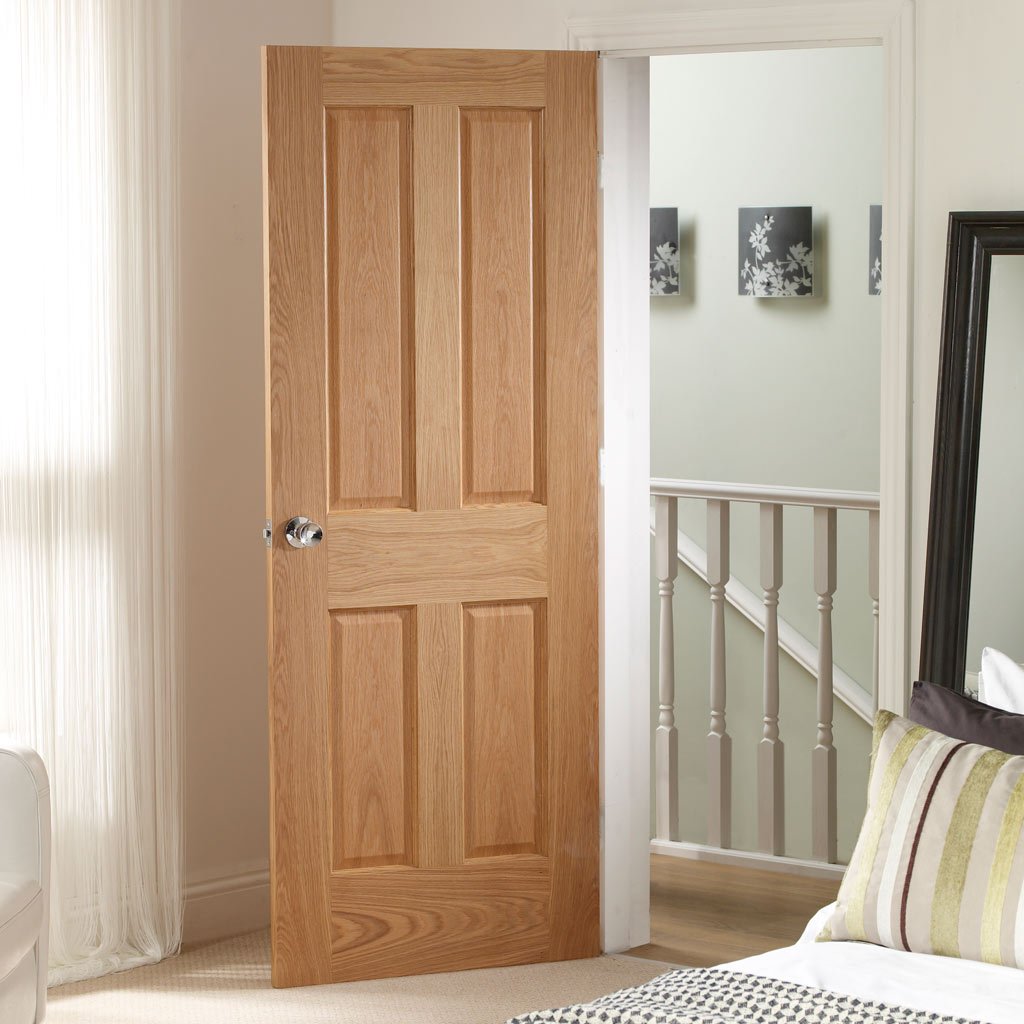 Door And Frame Kit Victorian Oak 4 Panel Door No Raised Mouldings