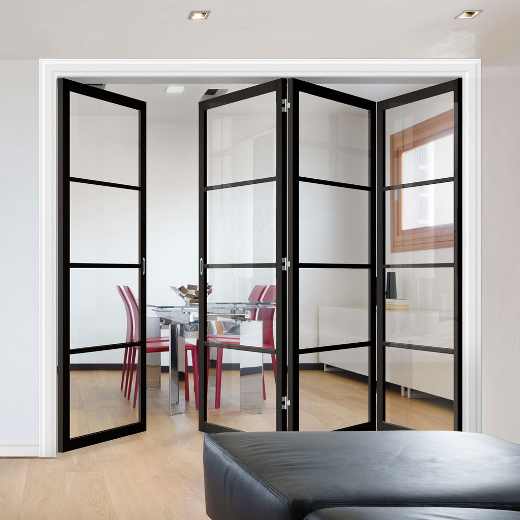 Four Folding Doors & Frame Kit - Soho 4 Pane 3+1 - Clear ...