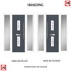 Seville 2 Urban Style Composite Door Set with Double Side Screen - Pusan Glass - Shown in Slate Grey