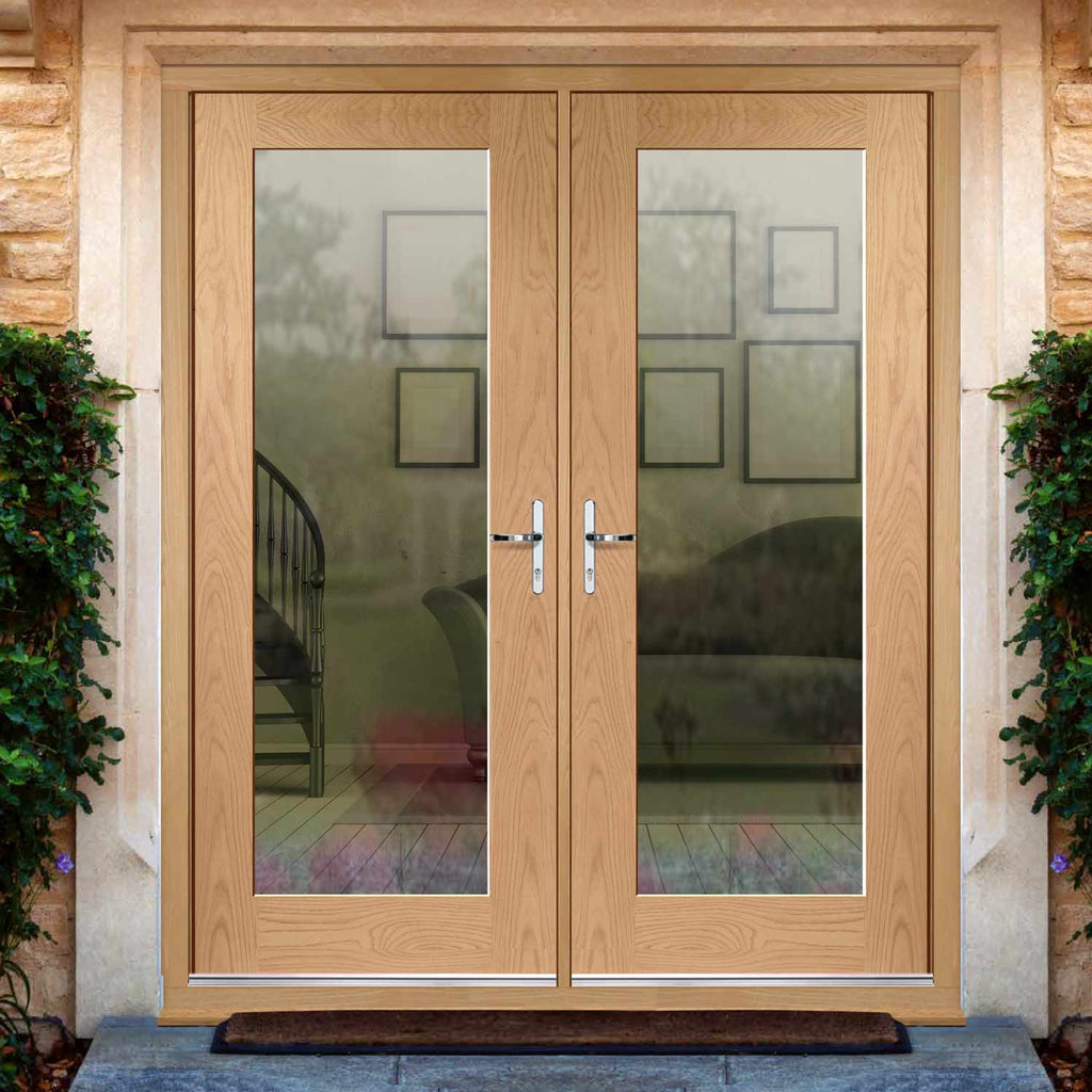 Pattern 10 1L Exterior Oak Double Door and Frame Set - Clear Double Gl
