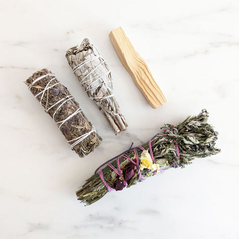 Different types of sage smudge wraps