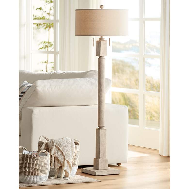 modern wood square floor lamp