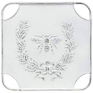 Bee Yourself - Square Metal Art with Bee and Laurel Design