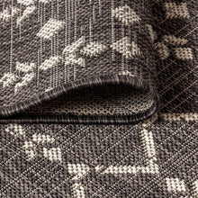 Moroccan Geometric Textured Weave Indoor/Outdoor Black/Gray Area Rug