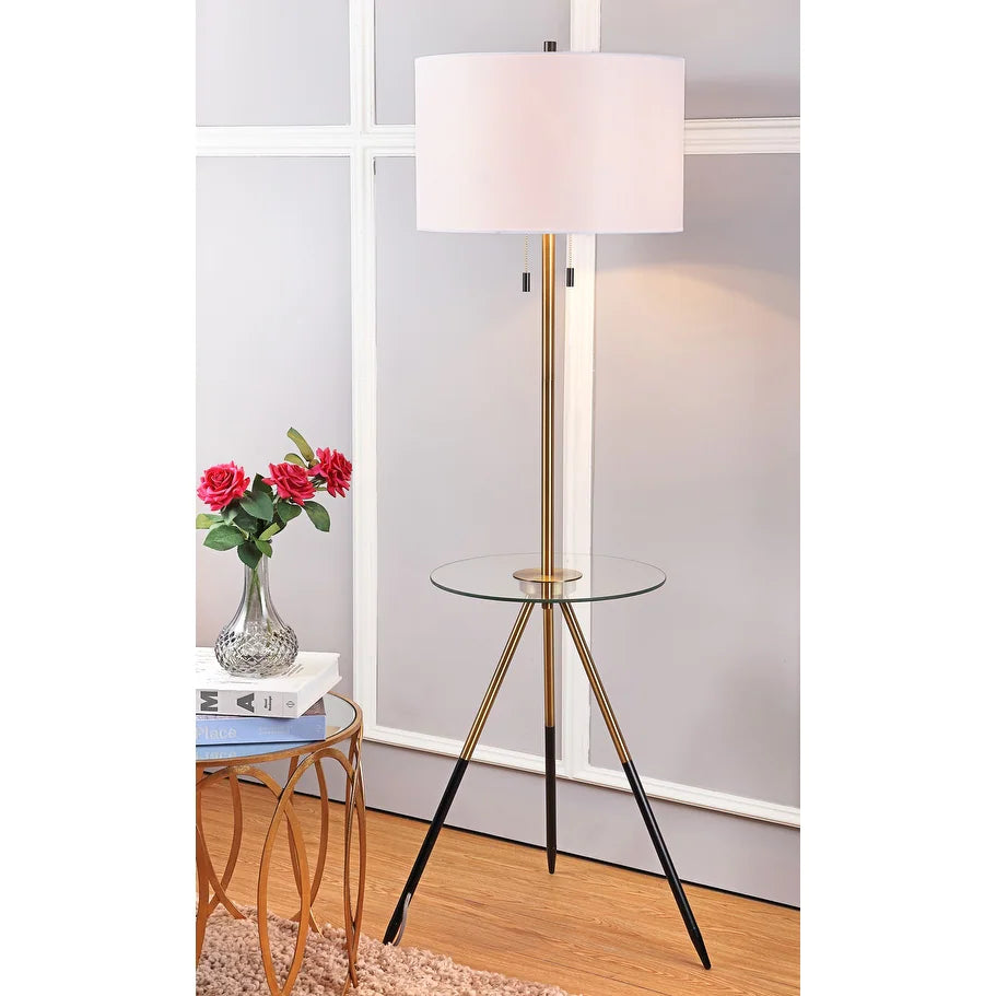 Lighting 61-inch Morrison Gold/ Black Side Table LED Floor Lamp