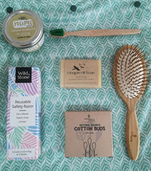 Little Twidlets Eco bathroom, soap, bamboo hair brush, Fitpit deodorant and bamboo toothbrush 