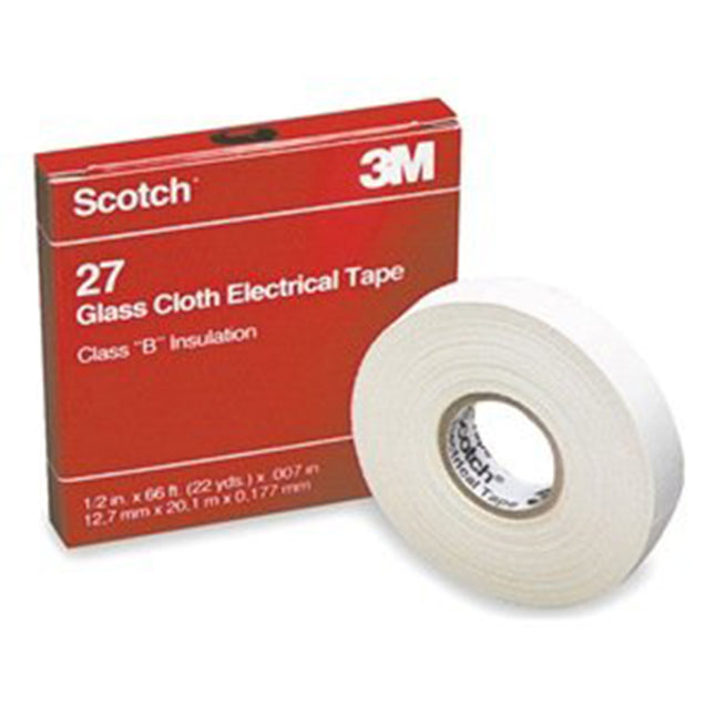 3M 27 Corrosion Resistant High-Temperature White Glass Cloth Tape, 3/4 X  66