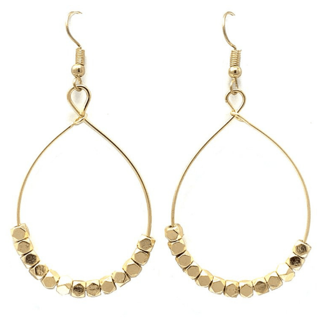 Gold Beaded Hoop Earrings - Dangle Beaded Earrings For Women – SeaSpray ...