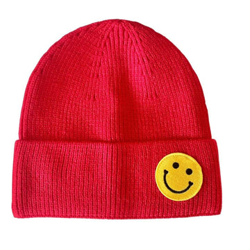 Smiley Face Beanie-Red