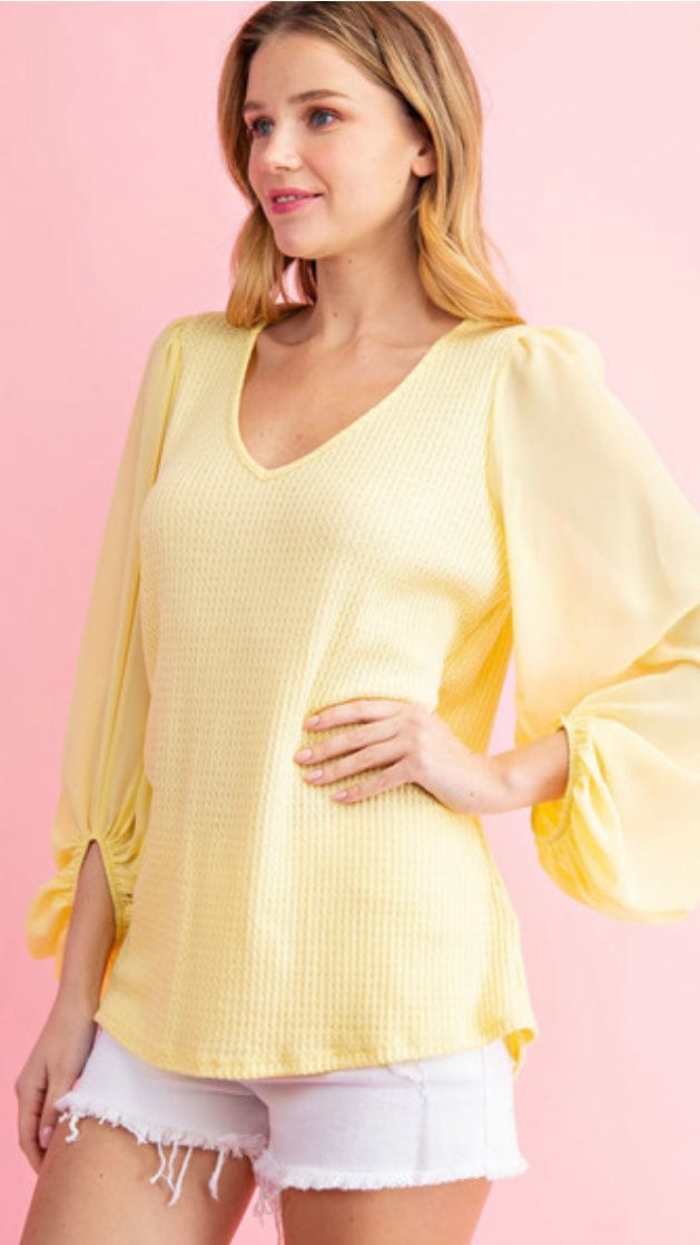 Waffle Layered Top Yellow | www.fleettracktz.com