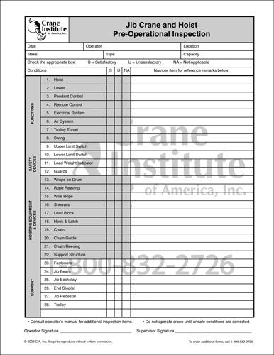 crane pre liftsafety checklist