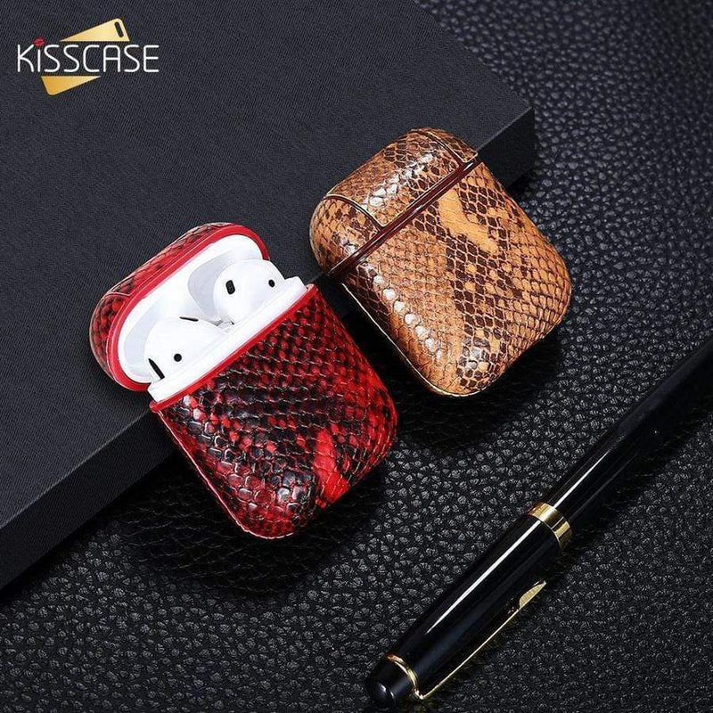 Classy Snake Skin Leather AirPods Case The Ambiguous Otter