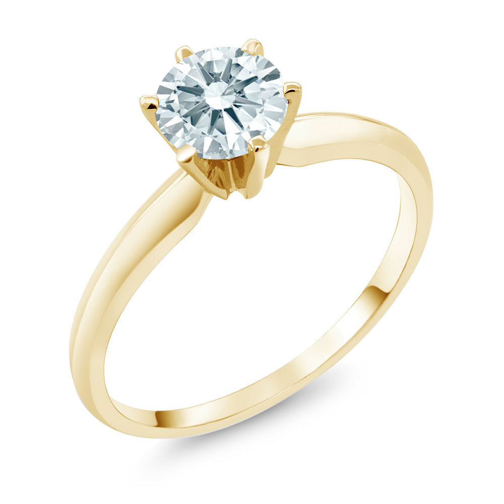 14K Yellow Gold Round Engagement Solitaire Ring Set with Zirconia from ...