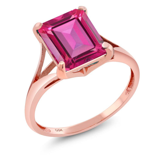 4.00 Ct Octagon Pure Pink Mystic Topaz 14K Rose Gold Ring | Gem Stone ...