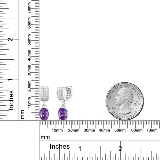 2.87 Ct Oval Purple Amethyst 925 Sterling Silver Earrings | Gem Stone ...