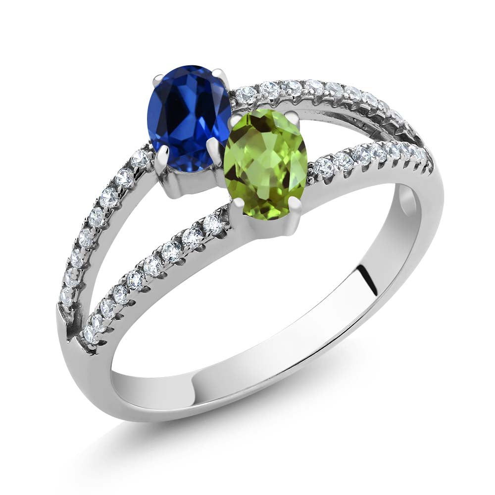 Build your Ring - 925 Sterling Silver 2-Stone Oval Birthstones | Gem ...