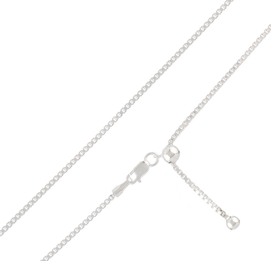 Sterling Silver Box Chain .9mm– Zero Point Crystals